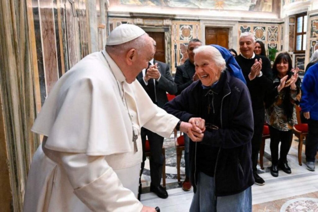 A Picture of Pope Francis and Sister Genevieve