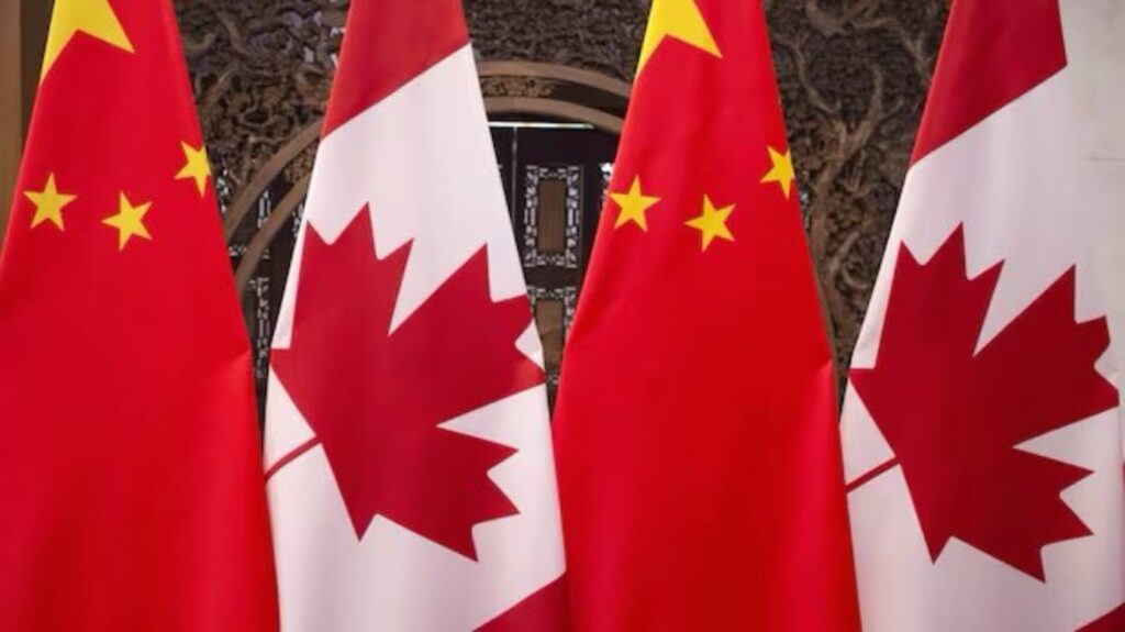 A Picture of the Chinese and Canadian Flags
