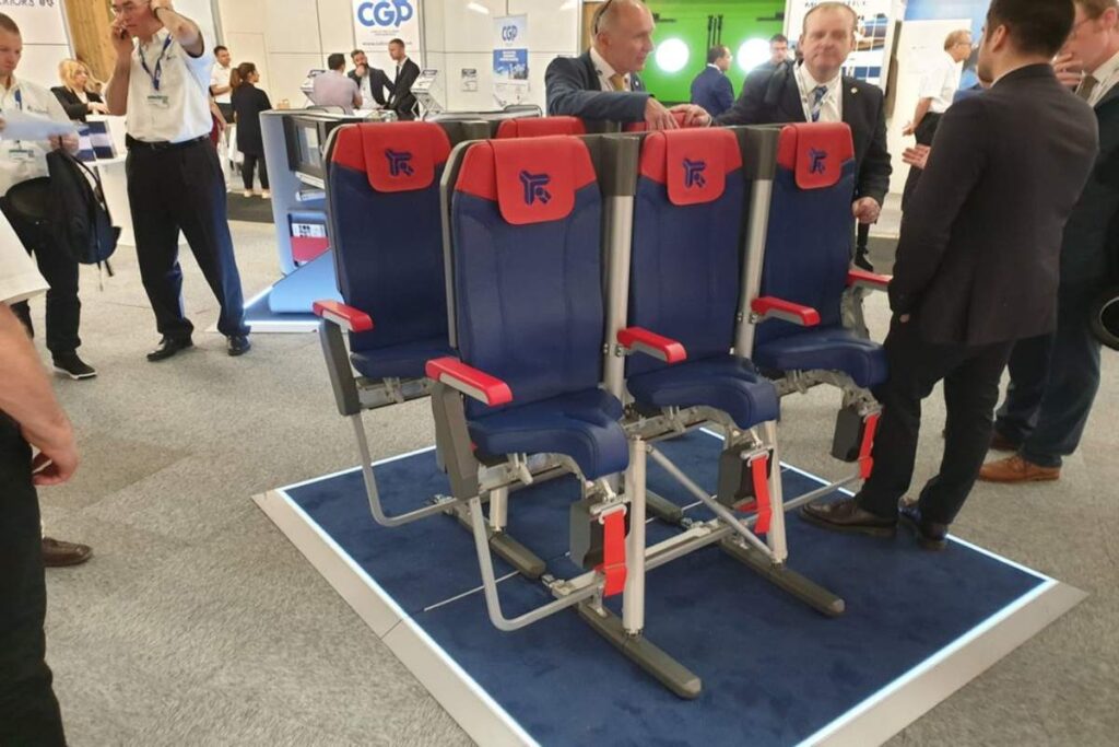 A Picture of Airplane Standing Seats