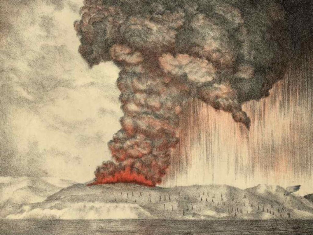 A Picture of the Krakatoa 1883 Volcano