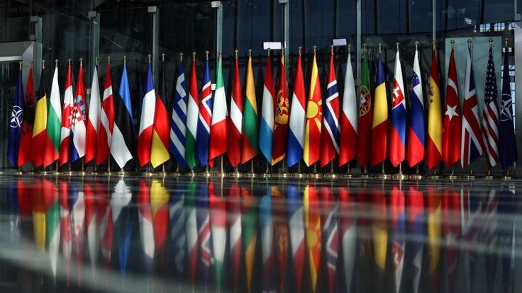 Line Up of Flags of NATO Nations