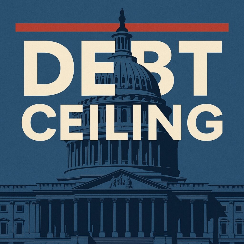 Debt Ceiling Text Overlaying the Capitol